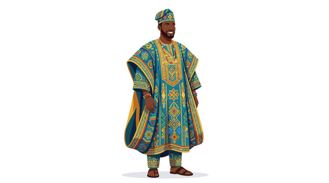 Man in teal and gold African agbada