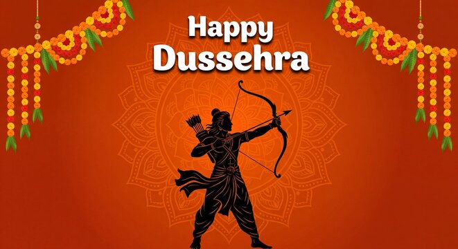 Bow and Arrow of Rama in Happy Dussehra, Navratri and Durga Puja festival of India