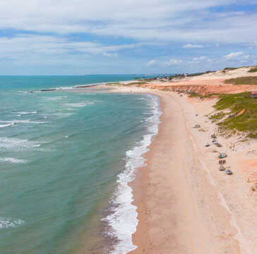 Turquoise Coastline with Sand Dunes and Jangadas, Cear&aacute;, Brazil