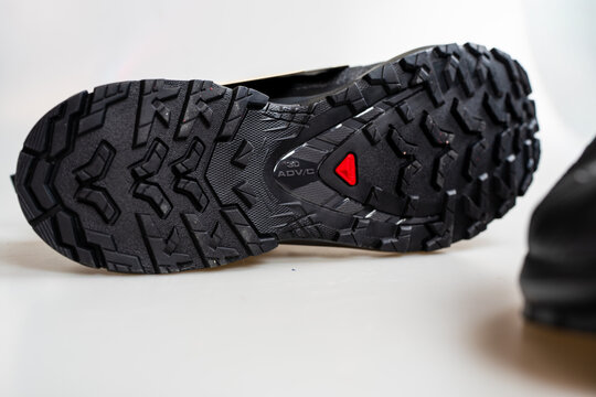 Bangkok, Thailand - August 12, 2026 : Salomon XA Pro 3D V9 Wide GTX in Black is a rugged, stable trail running and outdoor shoe.