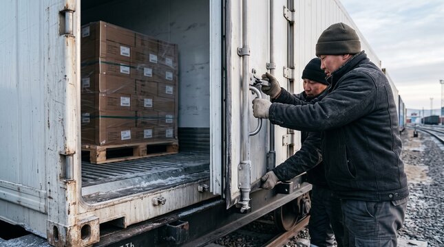 Refrigerated rail container closes on a chilled meat shipment