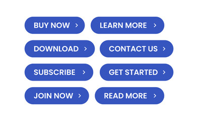 Fototapeta premium blue Rounded Pill Call to Action Buttons Set Modern UI CTA Labels Vector Collection