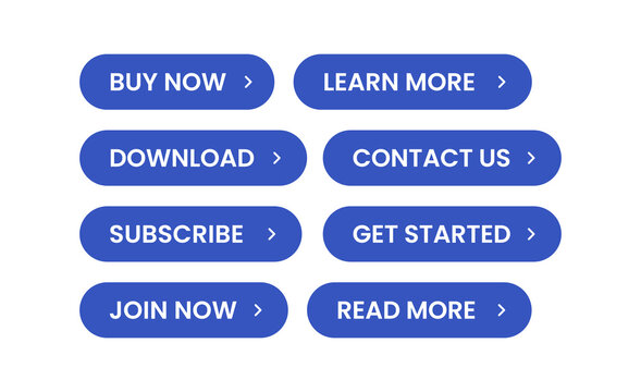 blue Rounded Pill Call to Action Buttons Set Modern UI CTA Labels Vector Collection