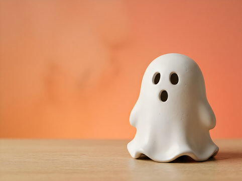Cute ghost figure on textured background