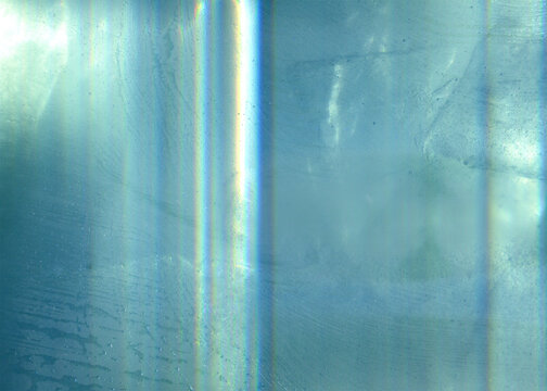 Ice surface with water drops, glitch effect background. Abstract cold grunge texture.