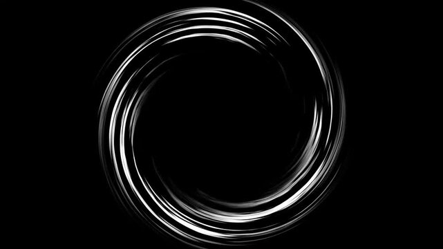 Monochrome light spiral vortex overlay. Abstract white energy portal tunnel motion. Rotating monochrome speed lines background.