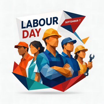 Diverse workers celebrating labour day september 7