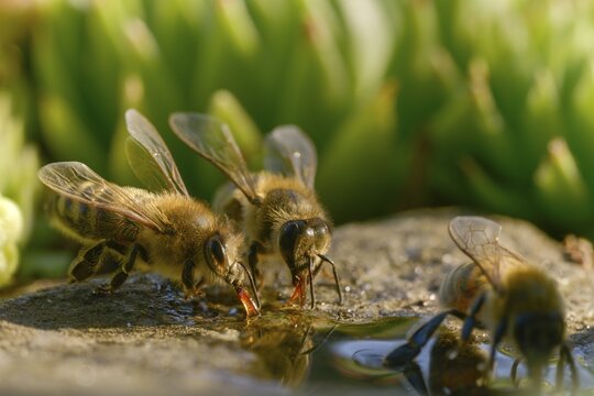 Apidae, apis mellifera, bees, European honey bee, European honeybee, hymenoptera, western honey bee, honey bee, honey bee, honey bee, insects, drink, water, watering place