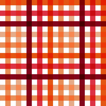 Seamless orange and red plaid pattern vector checkered background