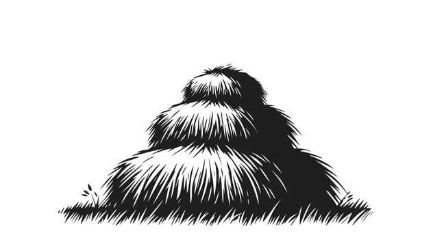 Haystack or hay bale black and white engraving illustration with haystack