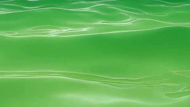 Abstract green viscous fluid undulating with smooth glossy waves