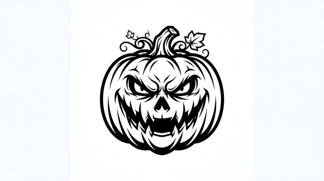 Hand-drawn Halloween pumpkin face with jagged grin and spooky expression for festive branding