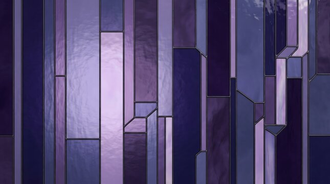 Indigo Lavender Abstract Stained Glass Background with Displaced Geometric Columns