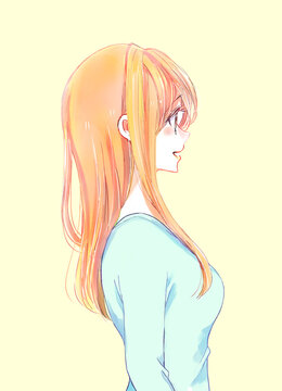にこやかな女性　横側