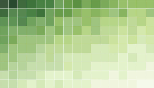 Abstract green pixel background features a grid of squares transitioning from dark emerald to light pastel mint.