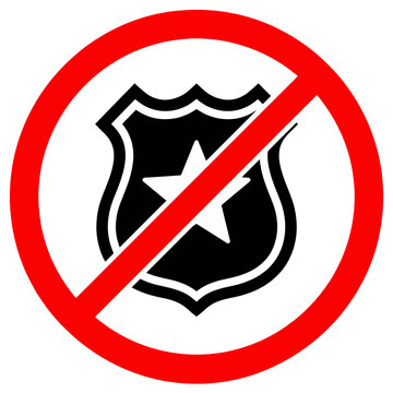 Police badge symbol with red prohibition sign overlay.