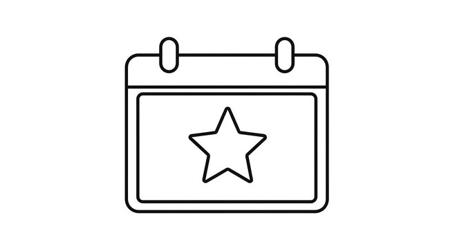 Calendar icon with star symbol for important date marking and event scheduling design.
