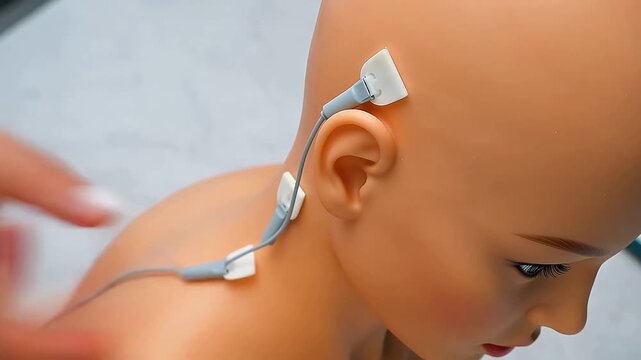 Medical Electrode Placement Demonstration on Ear & Neck