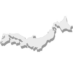 3D map dimension - continent Asia country Japan © badrpost