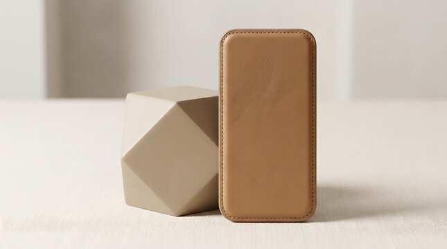 Modern smartphone in a brown leather case. leather iphone case
