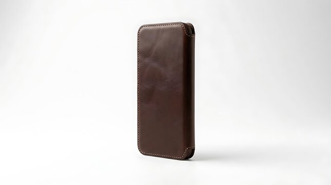 Dark brown leather smartphone case for mobile device. leather iphone case