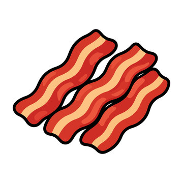 Crispy bacon strips or slices vector illustration