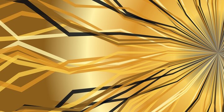 Gold and black geometric sunburst pattern with jagged lines creating a luxurious texture for high end branding and posters.