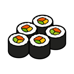 Plate of sushi rolls or maki with rice and seaweed vector illustration © MS Graphics