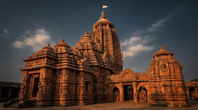 Stunning Ancient Jagannath Temple Architecture at Golden Hour.