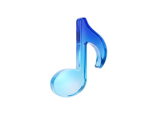 Fototapeta na wymiar 3d render of a glossy blue glass musical note isolated on transparent background