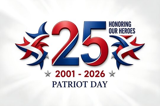 Patriot Day 25 Years Honoring Our Heroes Banner with Patriotic Swirls