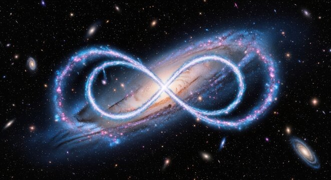 Cosmic Infinity Symbol in Deep Space Nebula.