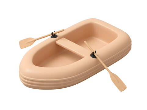 3d illustration of a small wooden rowboat with oars isolated on transparent background