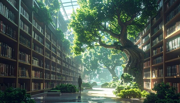 Lush Library - A Fusion of Literature and Natures Embrace.