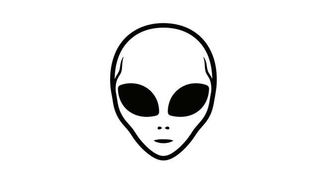 Minimalist Alien Head Icon - Extraterrestrial Face Symbol