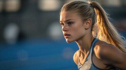 Obraz premium Young athlete focused on her goal.