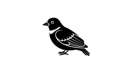 Obraz premium Minimalist Black Bird Silhouette on White Background