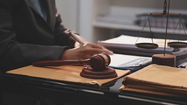 lawyer give advice to business people. businessman discussing legal legislation at law firm. judge gavel & team meeting at courtroom