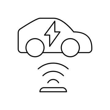 Wireless Inductive Electric Car Charging Line Icon
