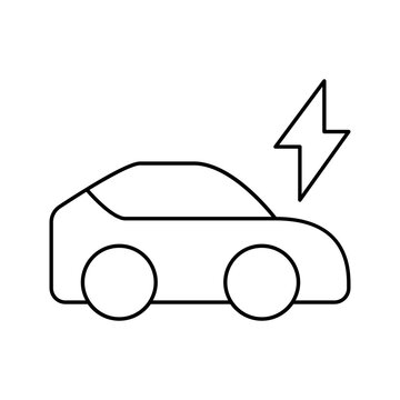 Electric Vehicle with Energy Lightning Bolt Line Icon