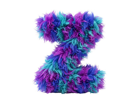 3d rendering of a fluffy letter z isolated on transparent background