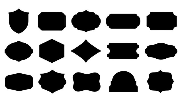 A diverse collection of decorative frames and vintage shield shapes isolated on white background for graphic design and branding projects vector set