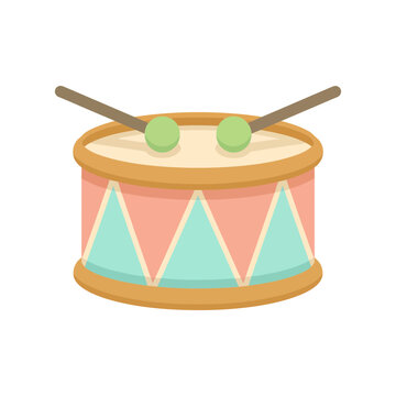 Minimalist flat design illustration of a children's percussion instrument for Christmas gift theme.