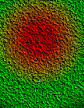 Abstract background featuring a textured surface with a vibrant red and green circular gradient color transition