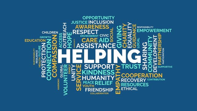 Helping Word Cloud Typography Animation Background Concept