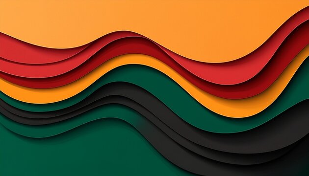 black history month color background abstract paper cut style composition with layers of geometric
