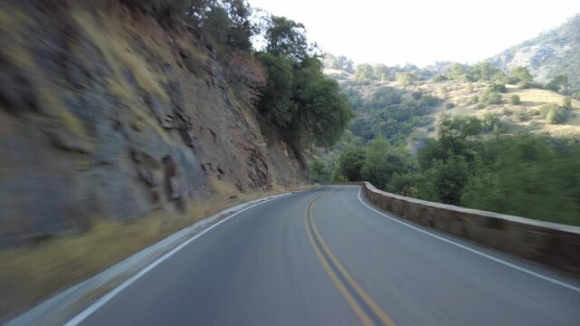 Sequoia National Park Generals Highway Southbound 25 MultiCam Rear View Canyon Driving Plate California USA