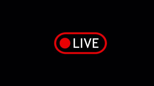 Animated Live streaming sign icon on transparent background. Online camera recording overlay animation, live streaming. 4K Video