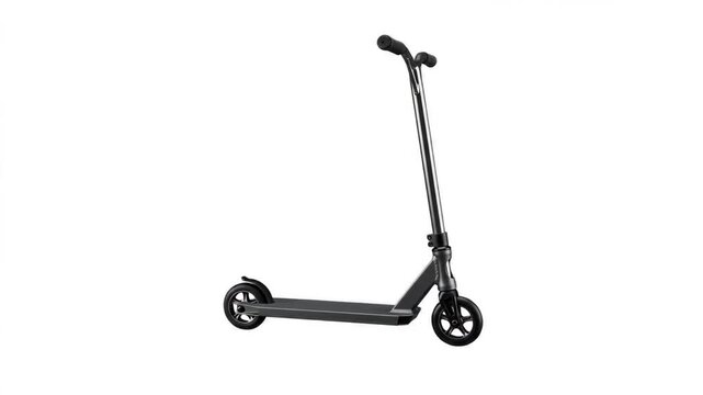A clean 3D render of a modern black kick scooter for adults or teens, viewed from a side perspective against an isolated white background. Great for urban mobility promos, eco-friendly transport conce