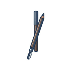 Naklejka premium Flat Design Eyebrow Pencil and Spoolie Brush Vector Icon